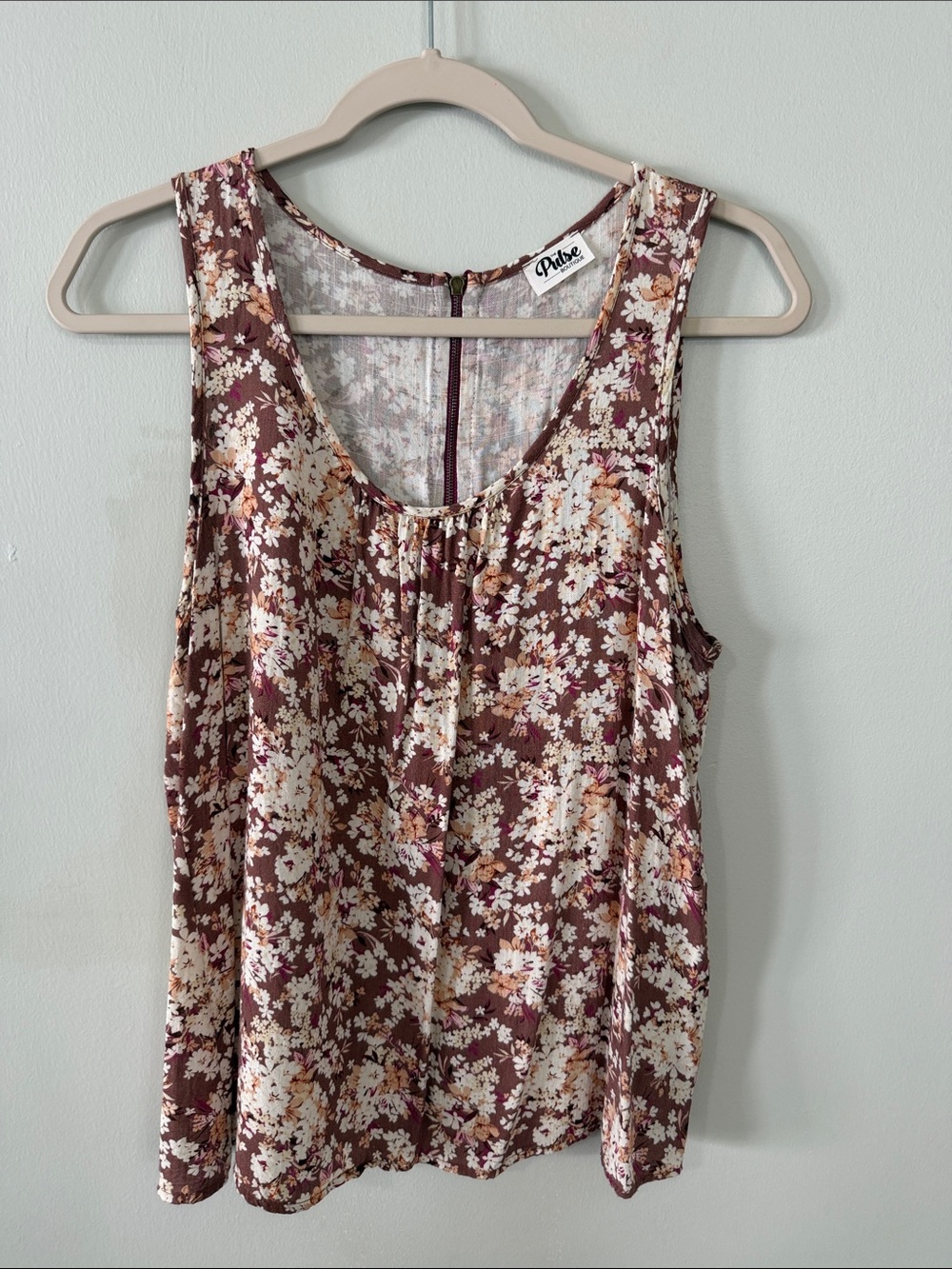 Pulse Brown Floral Scoop Neck Camisole